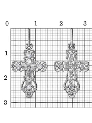 Подвеска серебро 925 пробы, покрытие - родирование, вставка - фианит (недрагоценный камень)