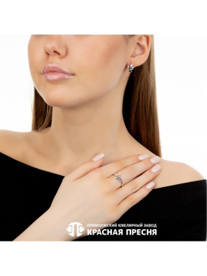 Серьги серебро 925 пробы, покрытие - оксидирование, отделка - алмазная грань, без вставок