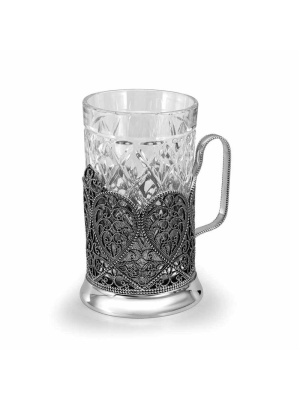 Подстаканник бижутерия, покрытие - серебрение с оксидированием, без вставок