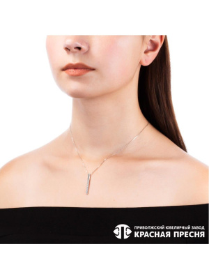 Колье серебро 925 пробы, покрытие - родирование, вставка - фианит (недрагоценный камень)