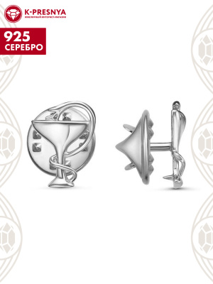 Значок серебро 925 пробы, покрытие - оксидирование, без вставок