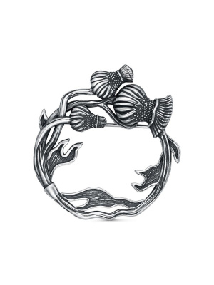 Брошь серебро 925 пробы, покрытие - оксидирование, без вставок