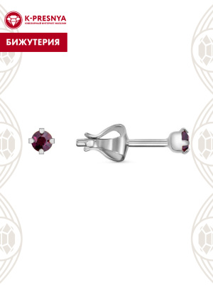 Серьги бижутерия, покрытие - серебрение, вставка - стекло ювелирное preciosa