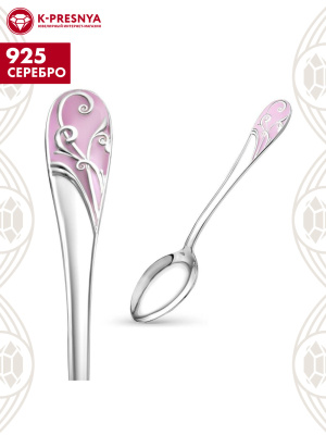 Ложка чайная "версаль" серебро 925 пробы, без покрытия, отделка - эмаль, без вставок