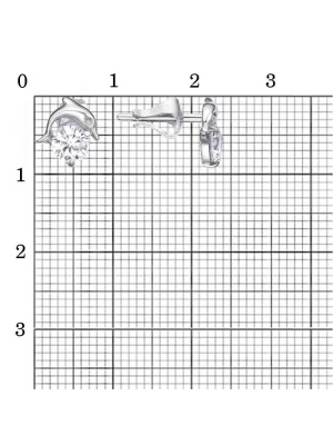 Серьги серебро 925 пробы, покрытие - родирование, вставка - фианит (недрагоценный камень)