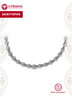 Колье бижутерия, покрытие - серебрение с оксидированием, без вставок