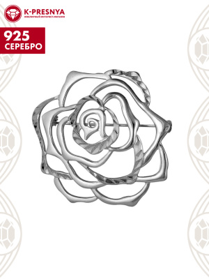 Брошь серебро 925 пробы, покрытие - оксидирование, отделка - алмазная грань, без вставок