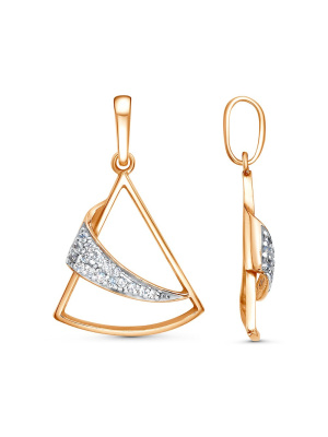 Подвеска серебро 925 пробы, покрытие - золочение, выборочное родирование, вставка - фианит (недрагоценный камень)