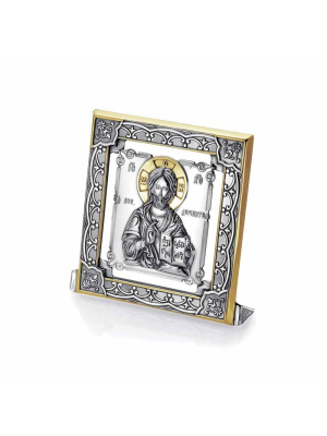 Икона "господь вседержитель" серебро 925 пробы, покрытие - оксидирование, выборочное золочение, без вставок