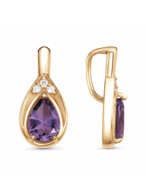 Подвеска серебро 925 пробы, покрытие - золочение, вставка - аметист (полудрагоценный камень), фианит (недрагоценный камень)