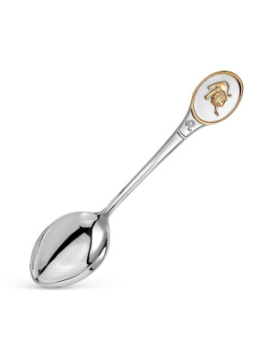 Ложка чайная "лев" серебро 925 пробы, покрытие - выборочное золочение, без вставок