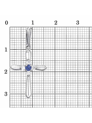Подвеска серебро 925 пробы, покрытие - родирование, вставка - искусственная шпинель, фианит (недрагоценный камень)