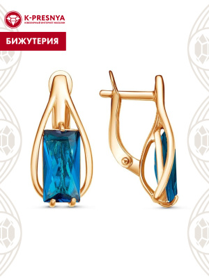 Серьги бижутерия, покрытие - золочение, вставка - стекло ювелирное собственной огранки