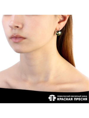 Серьги серебро 925 пробы, покрытие - родирование, вставка - фианит собственной огранки (недрагоценный камень)