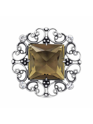 Брошь бижутерия, покрытие - серебрение с оксидированием