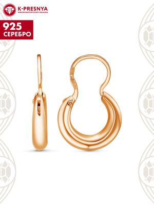 Серьги серебро 925 пробы, покрытие - золочение, без вставок