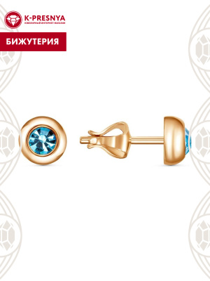 Серьги бижутерия, покрытие - золочение, вставка - стекло ювелирное preciosa