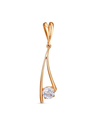 Подвеска серебро 925 пробы, покрытие - золочение, вставка - фианит (недрагоценный камень)