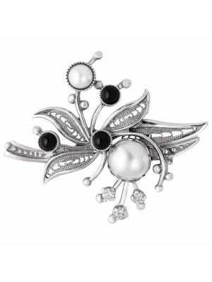 Брошь серебро 925 пробы, покрытие - оксидирование