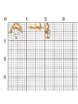 Серьги серебро 925 пробы, покрытие - золочение, вставка - фианит (недрагоценный камень)