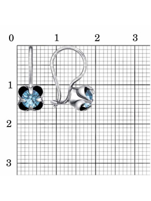 Серьги бижутерия, покрытие - серебрение с оксидированием, вставка - стекло ювелирное preciosa