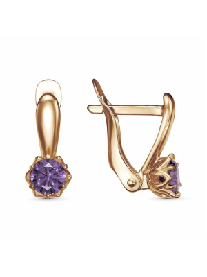 Серьги бижутерия, покрытие - золочение, вставка - фианит (недрагоценный камень)