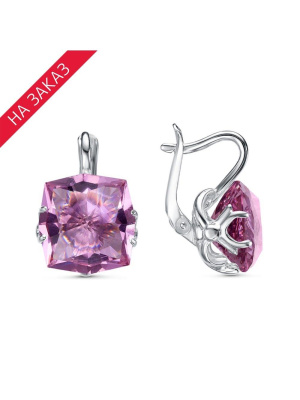 Серьги серебро 925 пробы, покрытие - родирование, вставка - искусственный турмалин