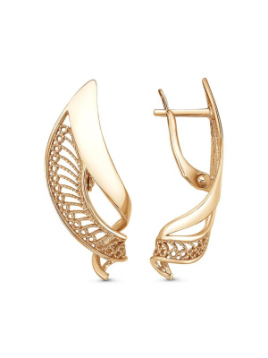 Серьги серебро 925 пробы, покрытие - золочение, без вставок