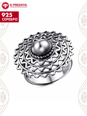 Кольцо серебро 925 пробы, покрытие - оксидирование, без вставок