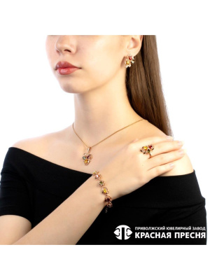 Подвеска бижутерия, покрытие - золочение, вставка - фианит (недрагоценный камень)