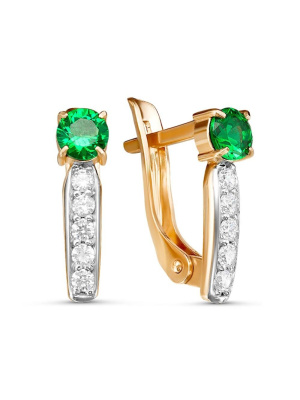 Серьги серебро 925 пробы, покрытие - золочение, выборочное родирование