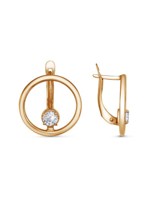 Серьги бижутерия, покрытие - золочение, вставка - фианит (недрагоценный камень)