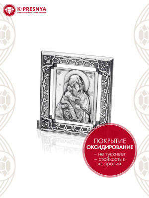Икона "владимирская божия матерь" серебро 925 пробы, покрытие - оксидирование, без вставок