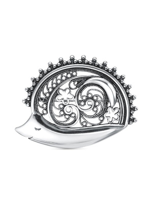 Брошь бижутерия, покрытие - серебрение с оксидированием, без вставок