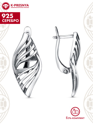 Серьги серебро 925 пробы, покрытие - оксидирование, без вставок