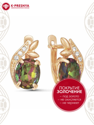 Серьги бижутерия, покрытие - золочение, вставка - стекло ювелирное, стекло ювелирное preciosa