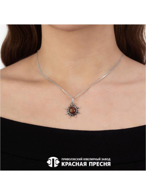 Подвеска серебро 925 пробы, покрытие - оксидирование, вставка - искусственный авантюрин