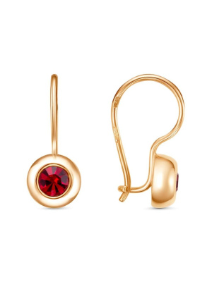 Серьги бижутерия, покрытие - золочение, вставка - стекло ювелирное preciosa