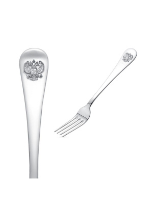 Вилка столовая "герб" серебро 925 пробы, без покрытия, без вставок