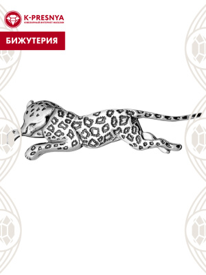 Брошь бижутерия, покрытие - серебрение с оксидированием, без вставок