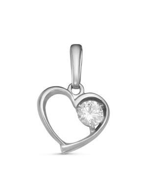 Подвеска серебро 925 пробы, покрытие - родирование, вставка - фианит (недрагоценный камень)