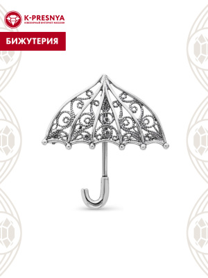 Брошь бижутерия, покрытие - серебрение с оксидированием, без вставок