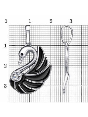 Подвеска бижутерия, покрытие - платинирование, отделка - эмаль, вставка - стекло ювелирное preciosa