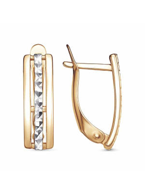 Серьги серебро 925 пробы, покрытие - золочение, отделка - алмазная грань, без вставок