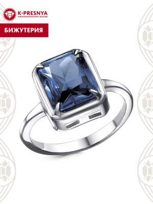 Кольцо бижутерия, покрытие - платинирование, вставка - стекло ювелирное