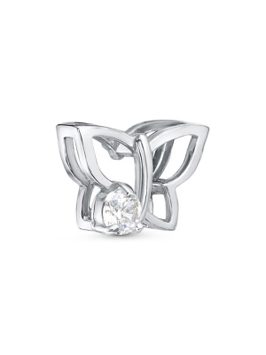 Подвеска серебро 925 пробы, покрытие - родирование, вставка - фианит (недрагоценный камень)