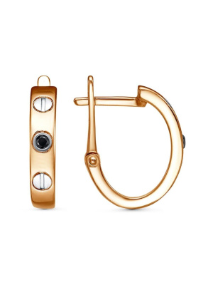 Серьги бижутерия, покрытие - золочение, выборочное родирование, вставка - стекло ювелирное preciosa