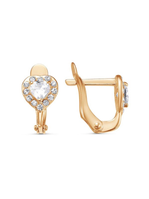 Серьги бижутерия, покрытие - золочение, вставка - стекло ювелирное preciosa, фианит (недрагоценный камень)