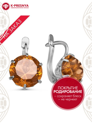 Серьги серебро 925 пробы, покрытие - родирование, вставка - стекло ювелирное собственной огранки