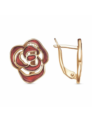 Серьги бижутерия, покрытие - золочение, отделка - эмаль, без вставок